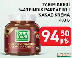 TARIM KREDİ %40 FINDIK PARÇACIKLI KAKAO KREMA 400 G